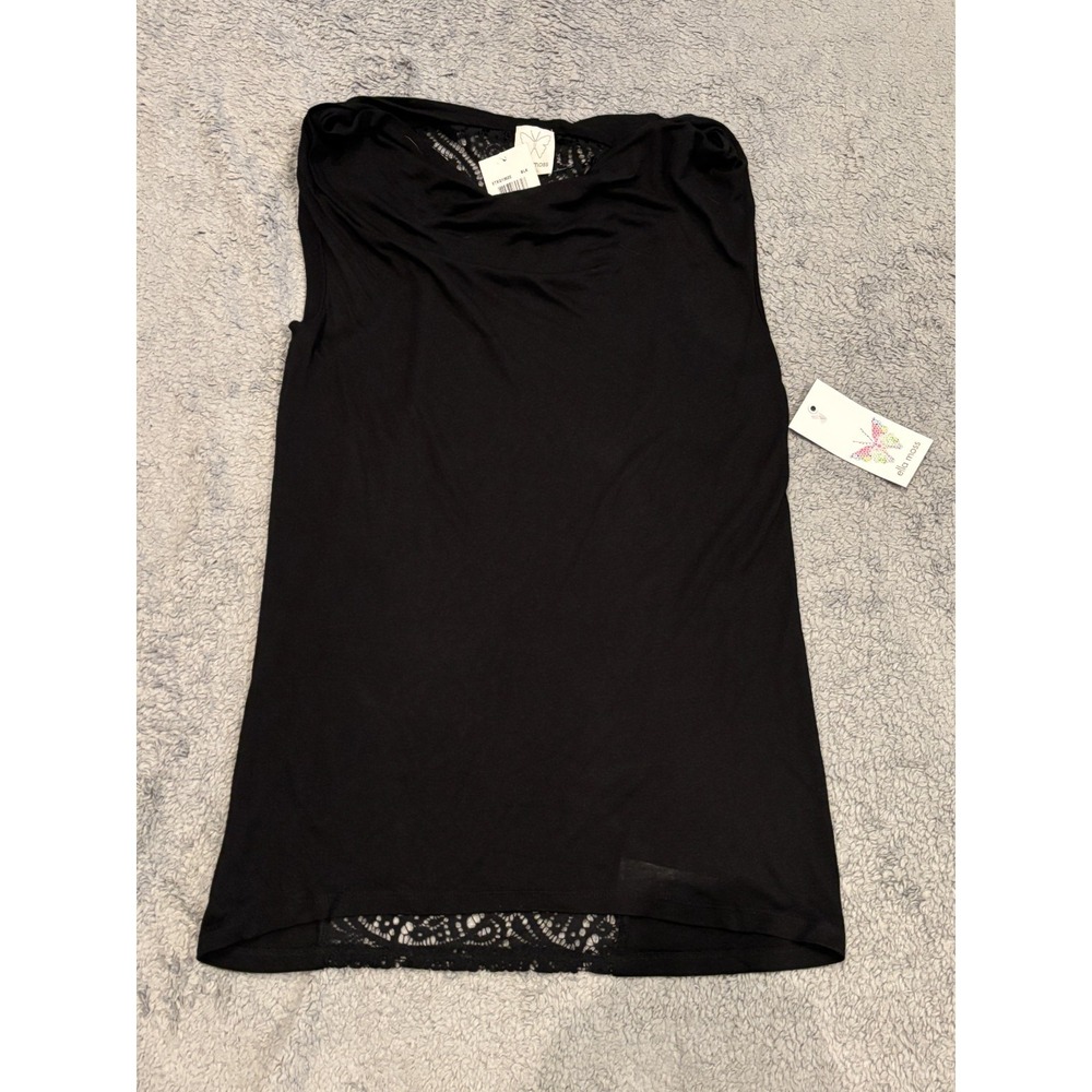 Ella Moss Womens Black Sleeveless Mesh Lace Back Rocker Goth Tank Top Medium